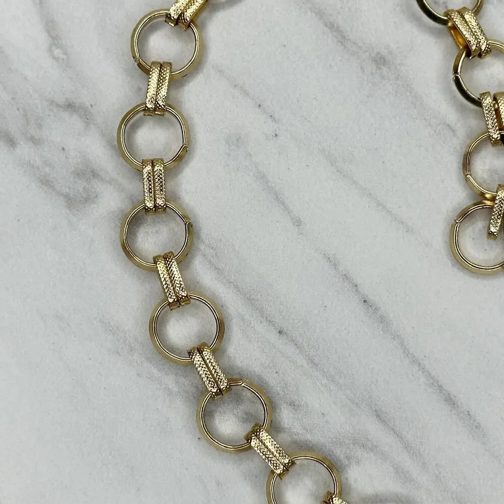 Gold Tone Open Hoop Metal Chain Link Belt Decorative O Ring One Size ✨